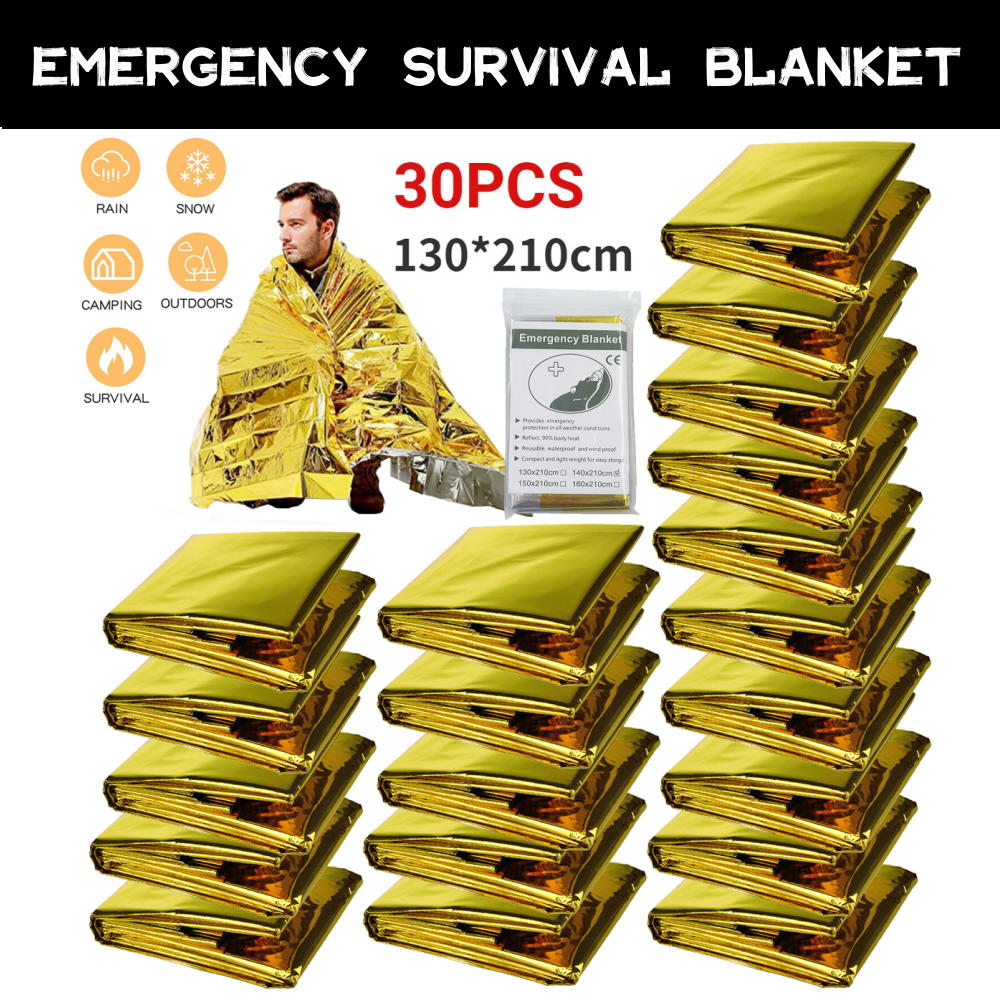 Outdoor Hunting Blanket - 5-30Pc Outdoor Emergency Gold-Sliver Survival Blanket