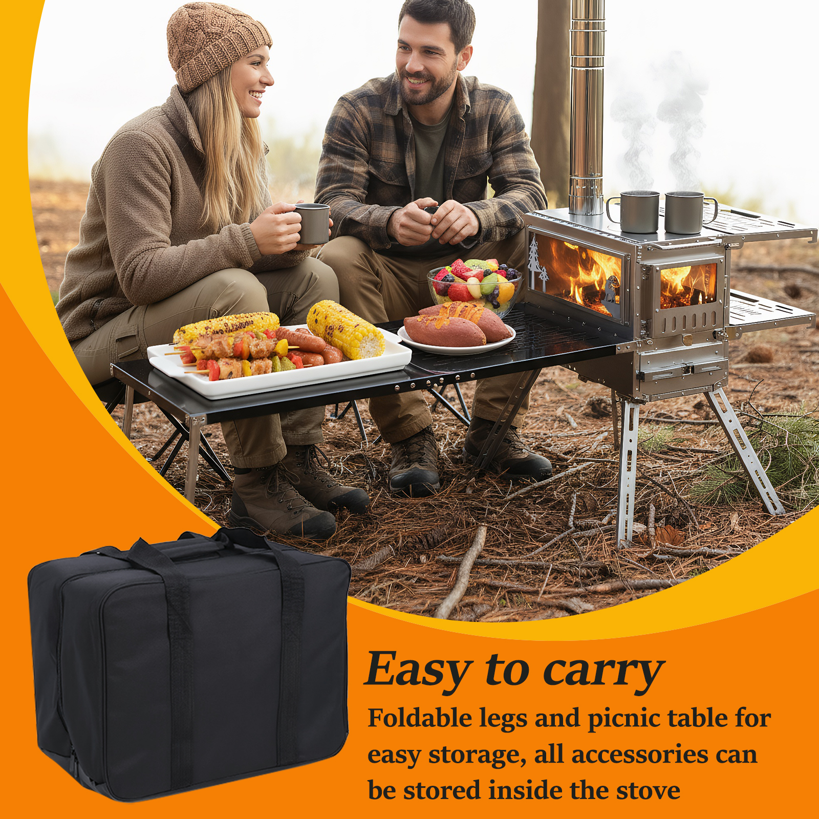 Outdoor Hunting Table - Hot Tent Stove with Oven &