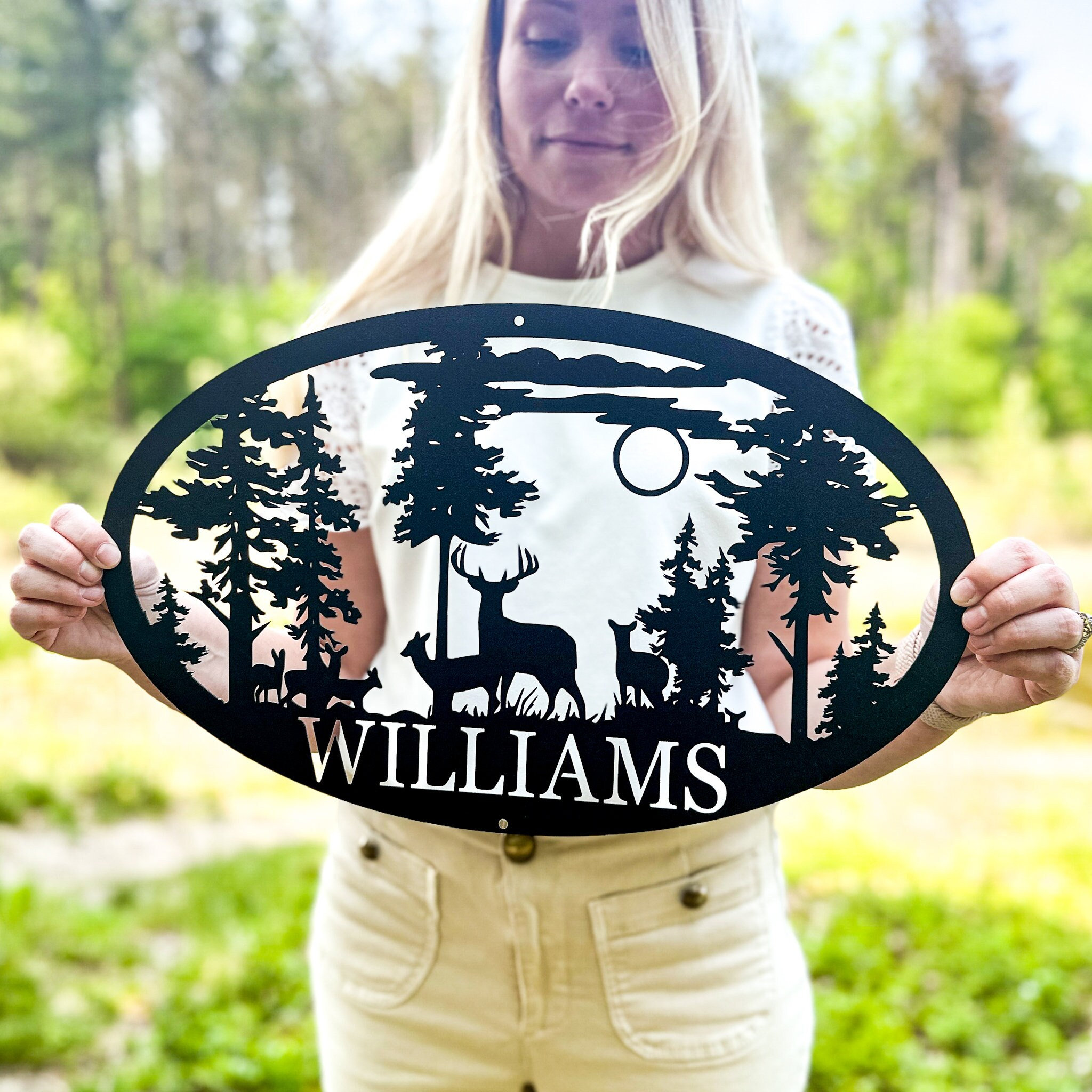 Custom Oval Deer Metal Cabin S - Outdoor Hunting Names ulasan dan harga