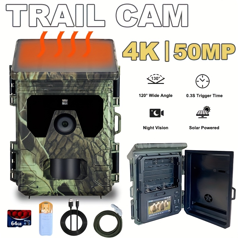 4K 50MP Solar-Powered Wildlife - Hunting Outdoor Camera ulasan dan harga