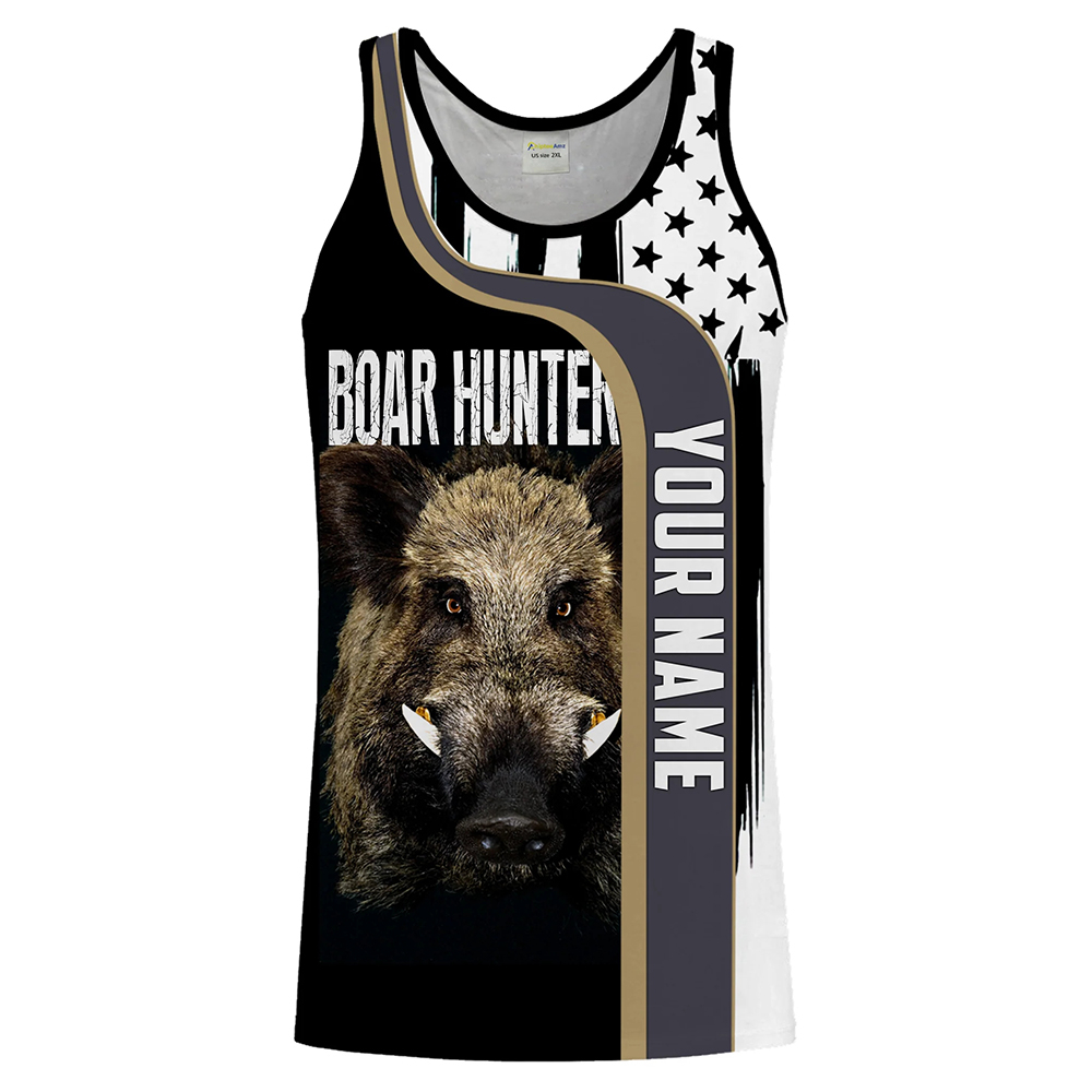 Custom Name Boar Hunter Tank T - Outdoor Hunting Names ulasan dan harga