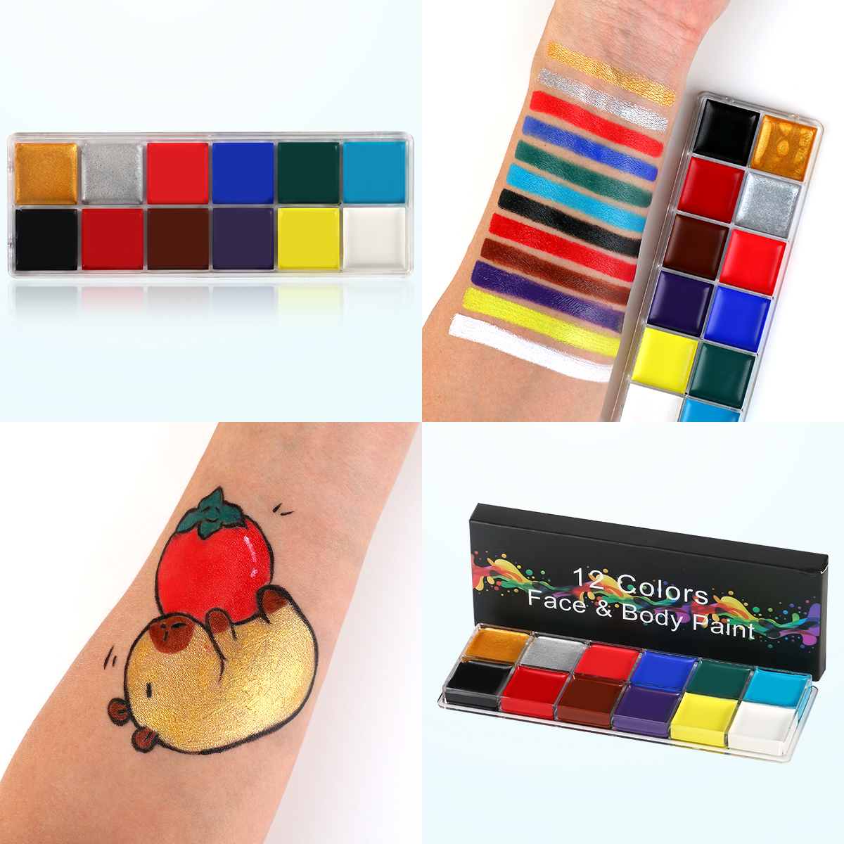 12 Color Face Paint Body Paint - Camo Face Paint ulasan dan harga