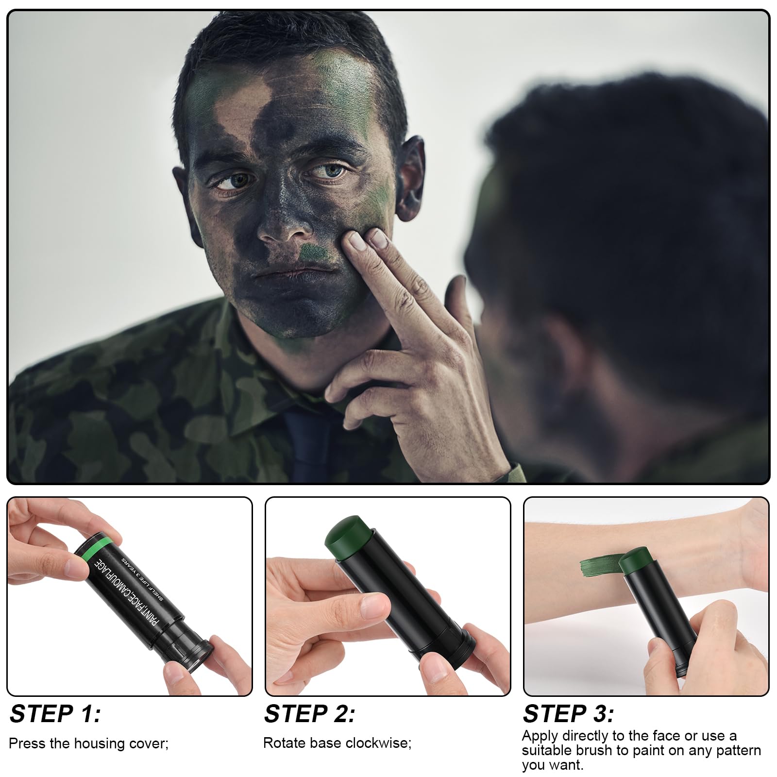 3Pcs Military Woodland Face Pa - Camo Face Paint ulasan dan harga